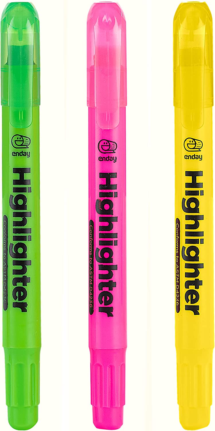 Fluorescent Highlighters w/ Cushion Grip Desk Style (3/pack)