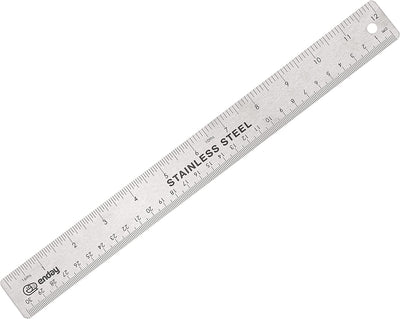 12" (30cm) Stainless Steel Ruler w/ Non Skid Back