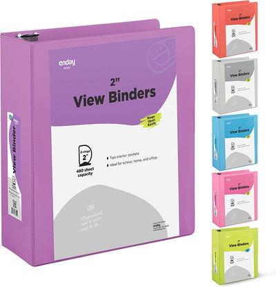 2" Slant-D Ring View Binder w/ 2 Pockets purple