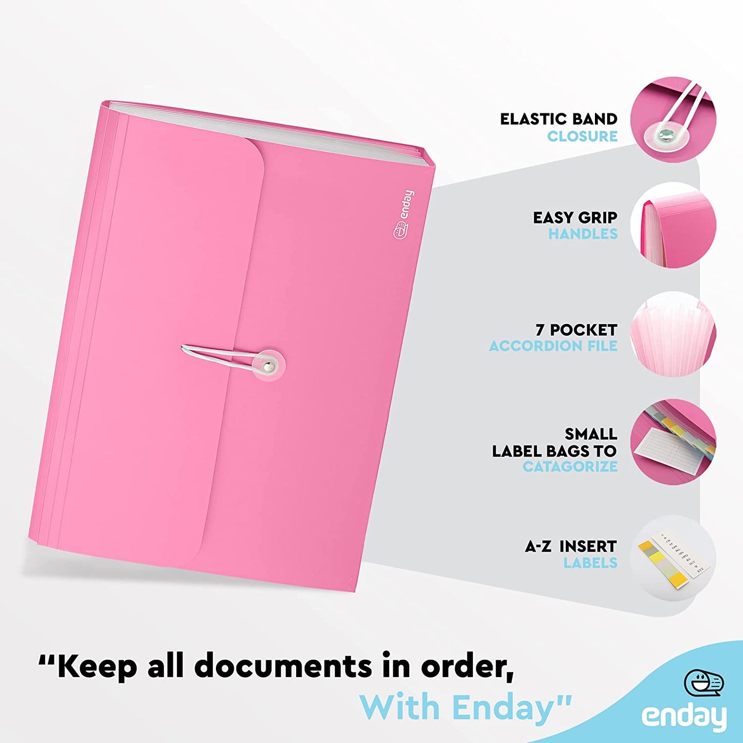 7-Pocket Letter Size Poly Expanding File pink