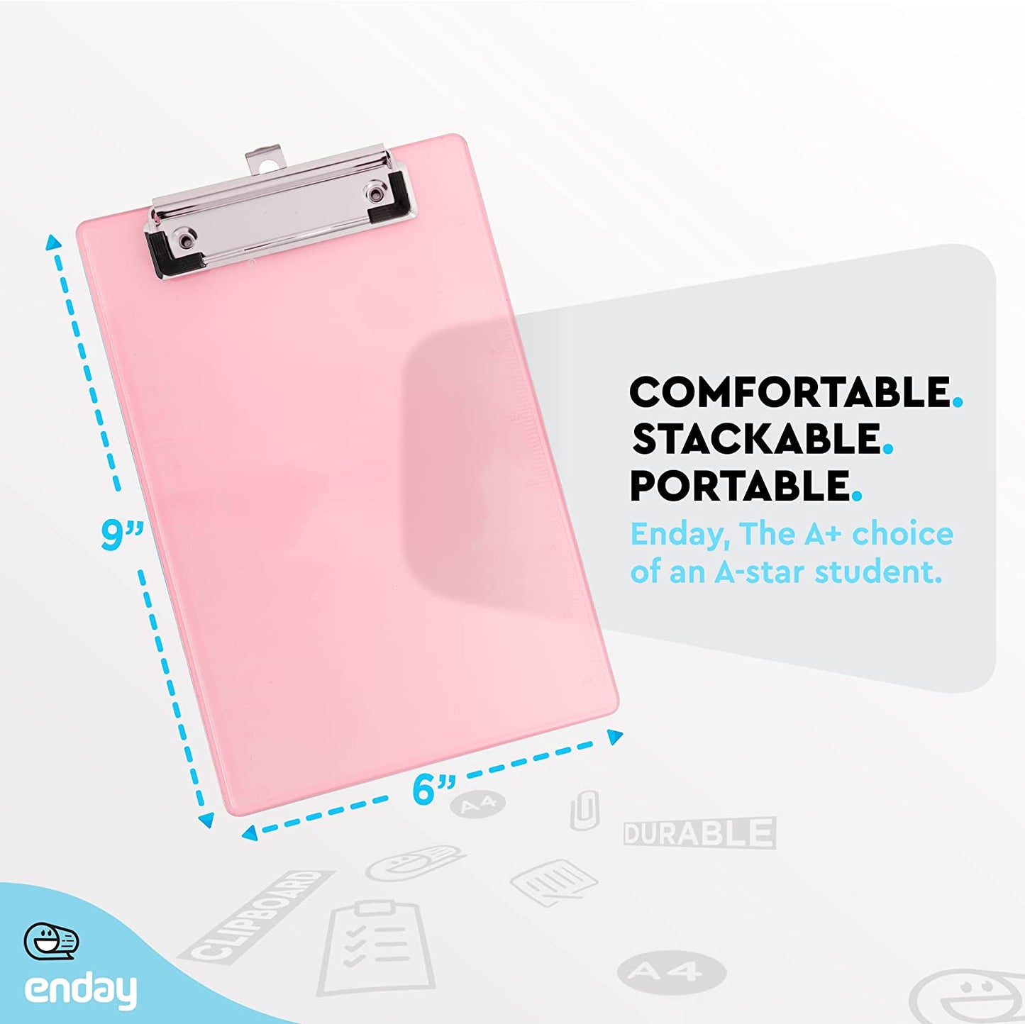 Memo Size Plastic Clipboard w/ Low Profile Clip pink