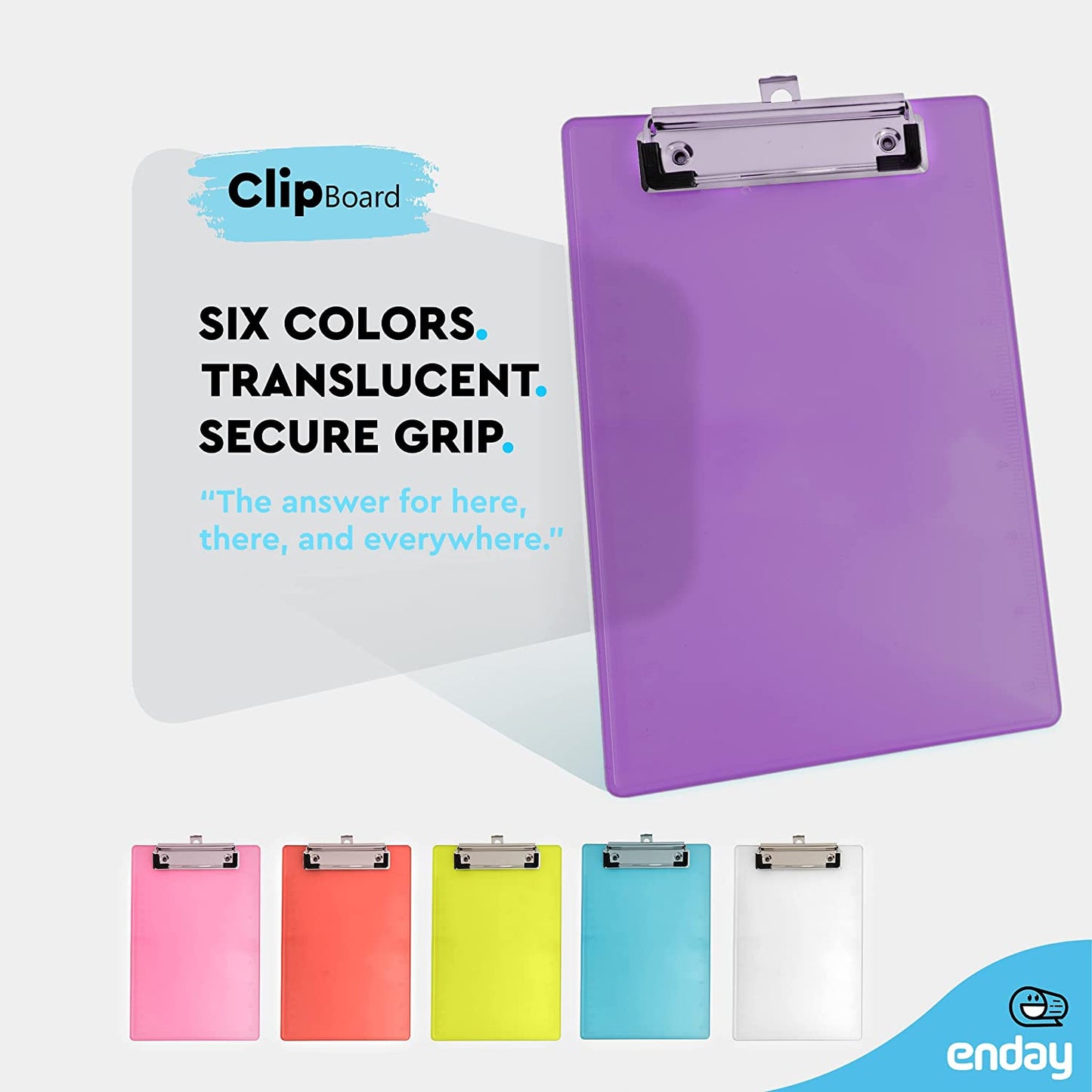 Memo Size Plastic Clipboard w/ Low Profile Clip purple