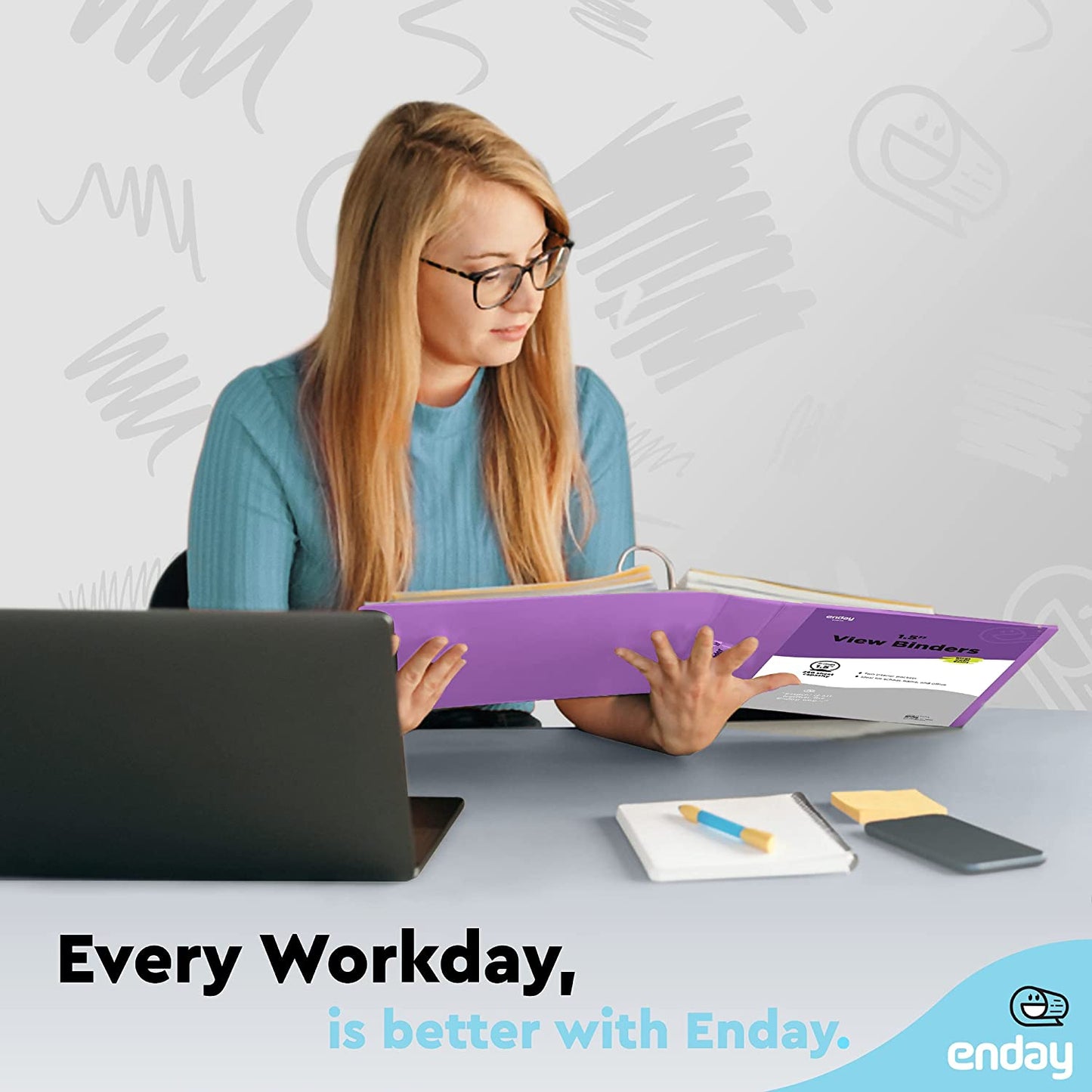 1.5″ 3-Ring View Binder w/ 2-Pockets - Purple