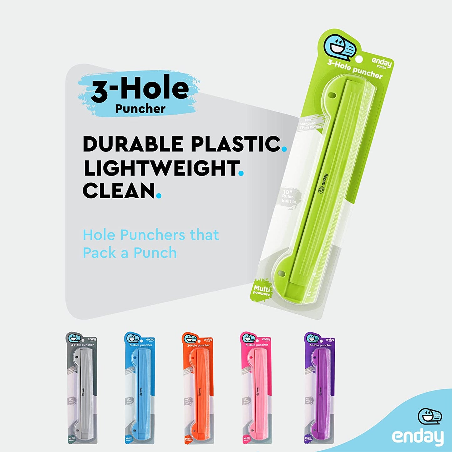 Portable 3-Hole Paper Punch green