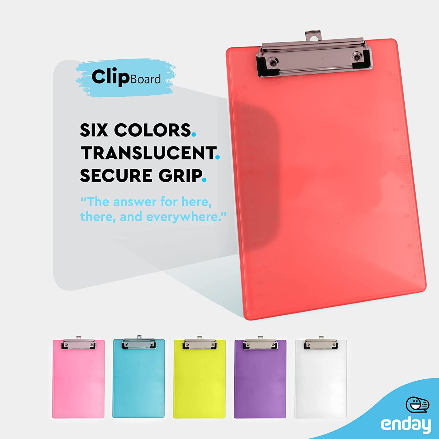 Memo Size Plastic Clipboard w/ Low Profile Clip red