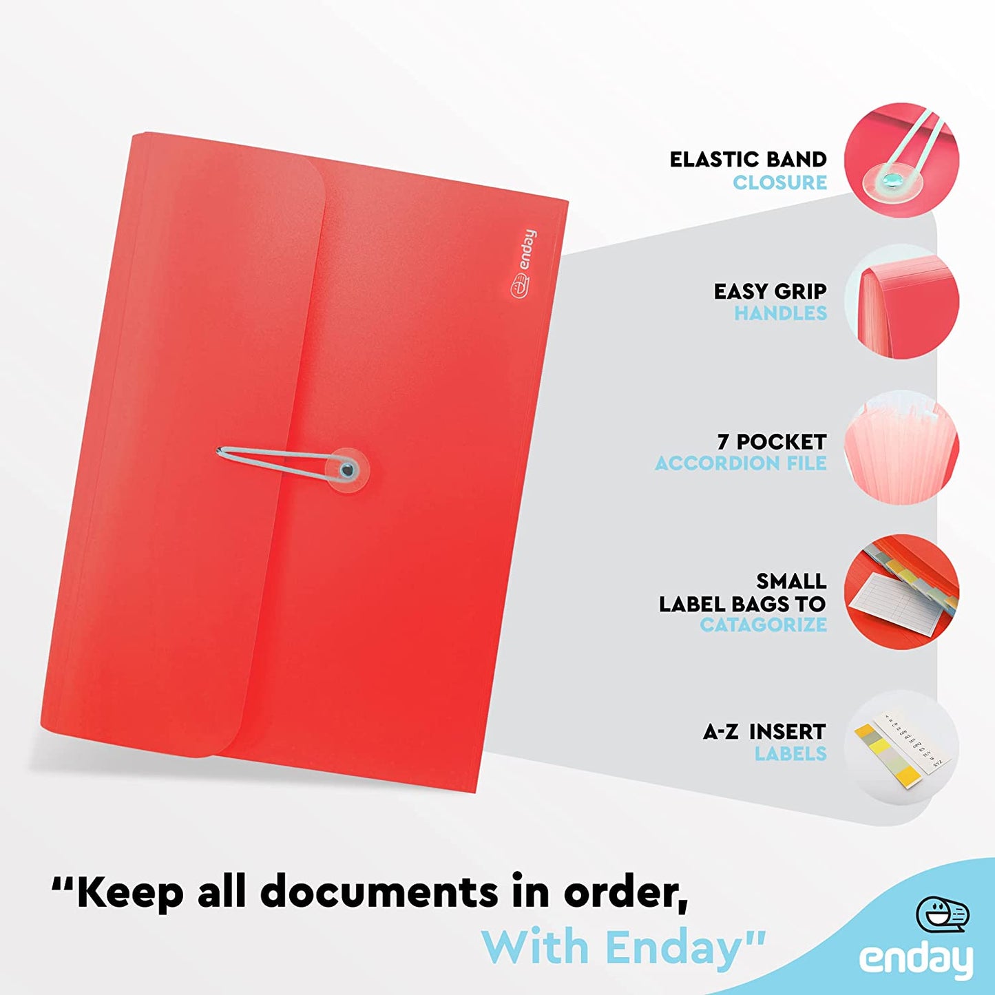 7-Pocket Letter Size Poly Expanding File red