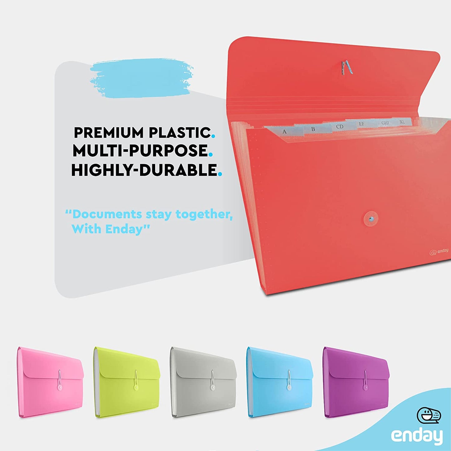 7-Pocket Letter Size Poly Expanding File red