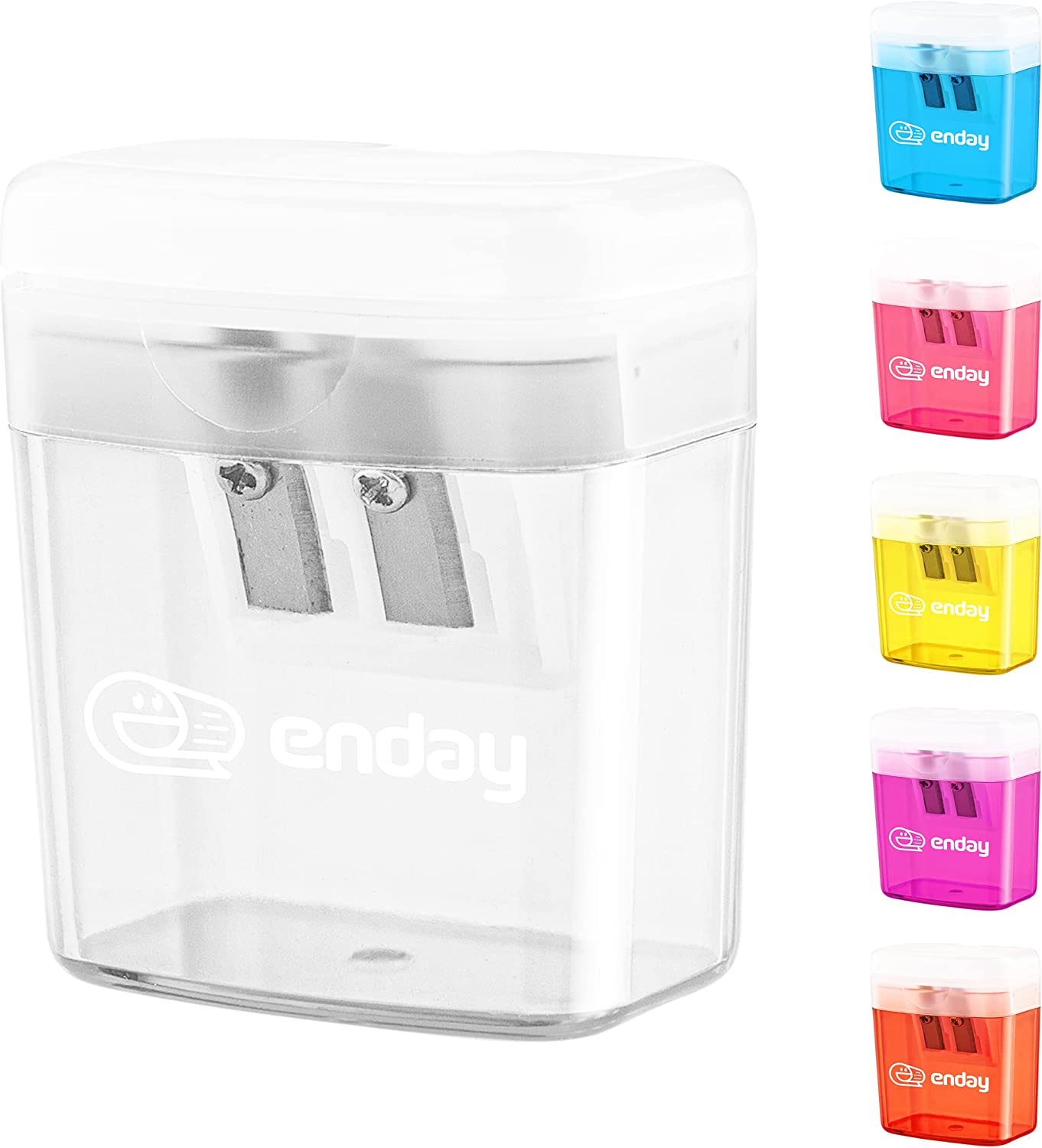 2 hole rectangular sharpener w/recycle bin Enday grey
