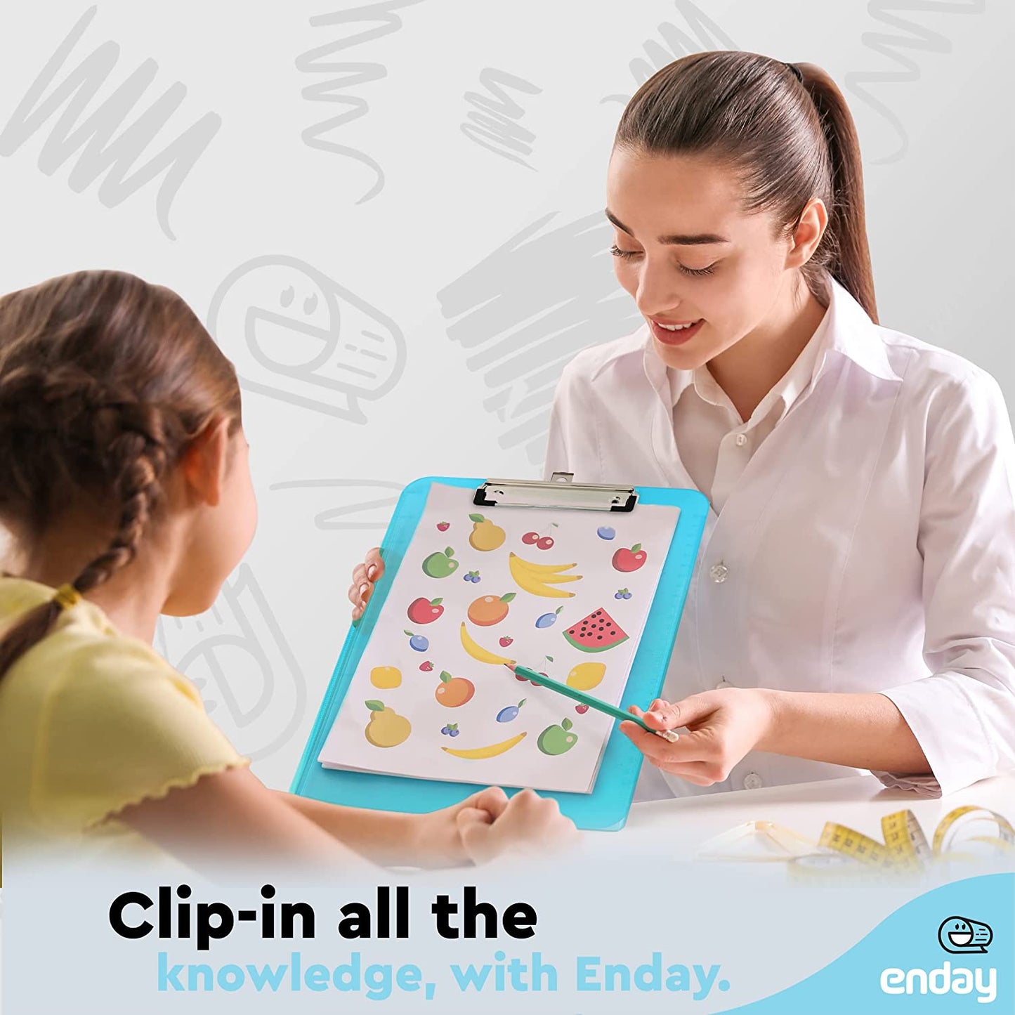 Standard Size Plastic Clipboard 9" x 12" With Hang Loop Low Profile Clip and Rounded Corners - Blue