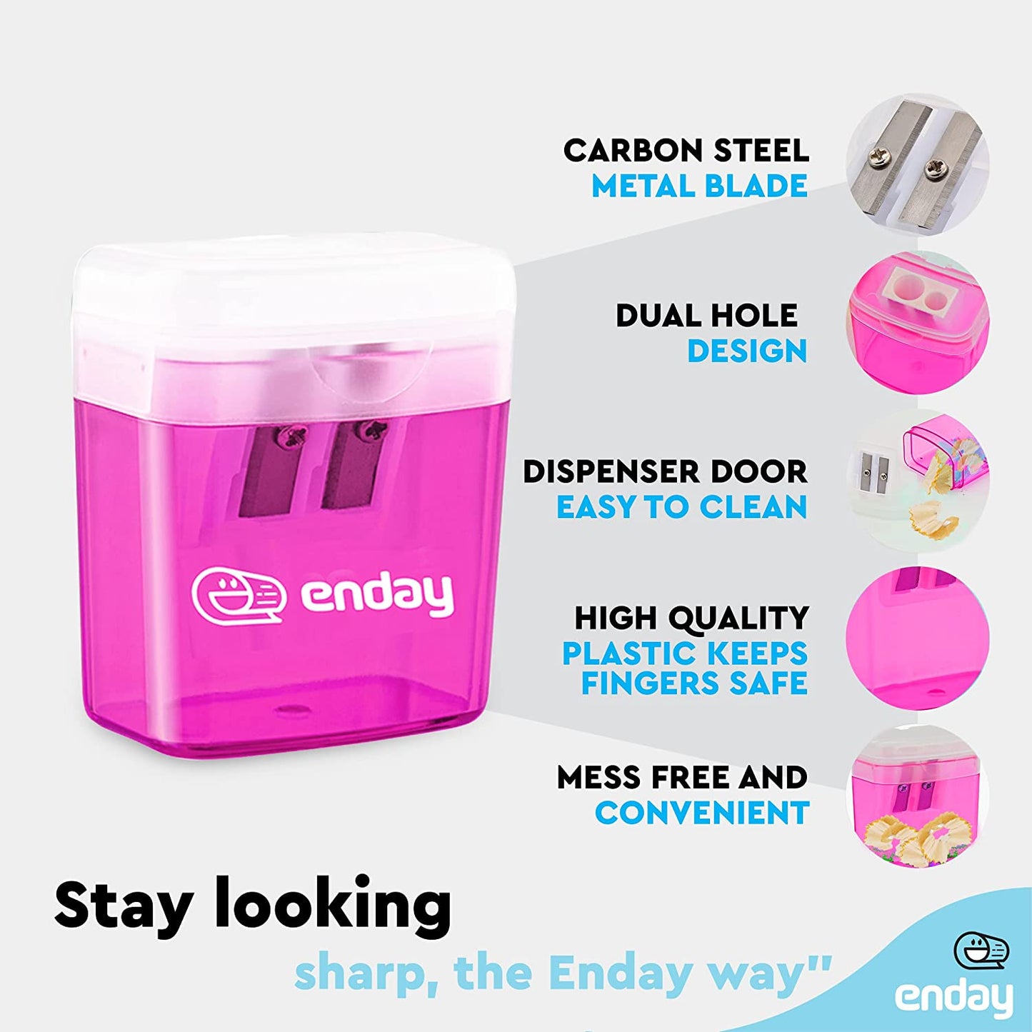 2 hole rectangular sharpener w/recycle bin Enday purple