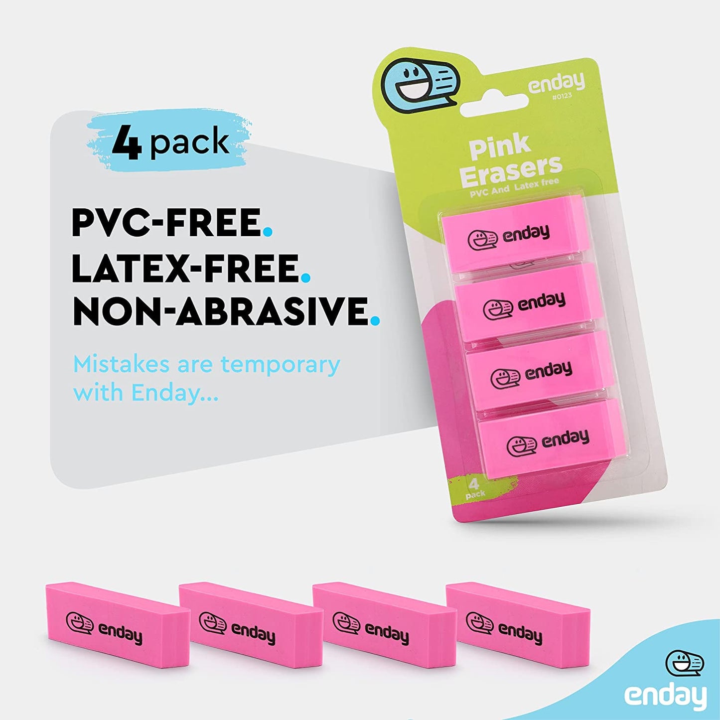 Soft bevel eraser pink 4PK
