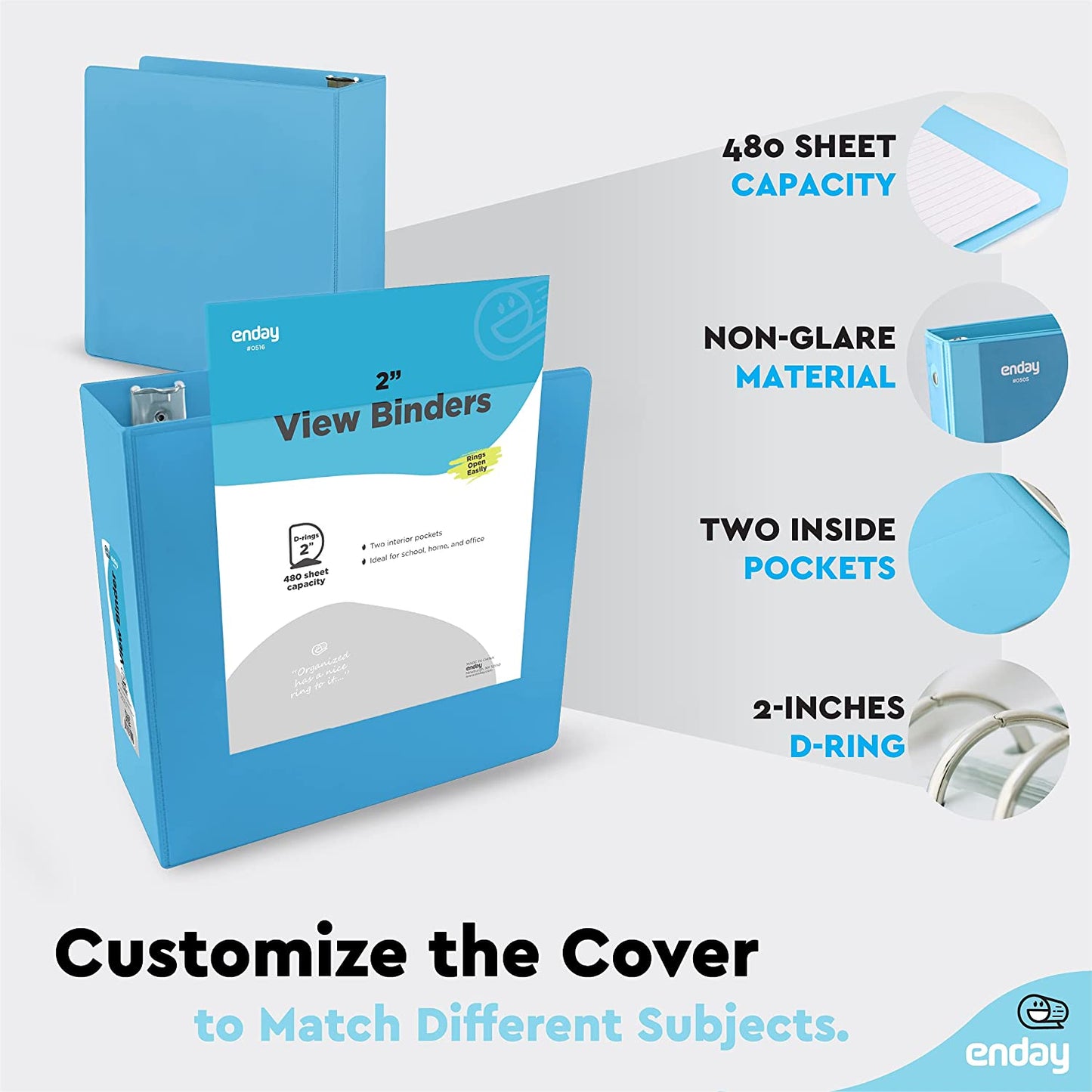 2" Slant-D Ring View Binder w/ 2 Pockets - Blue