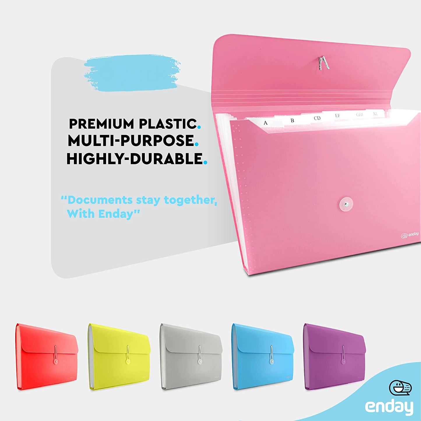 7-Pocket Letter Size Poly Expanding File pink