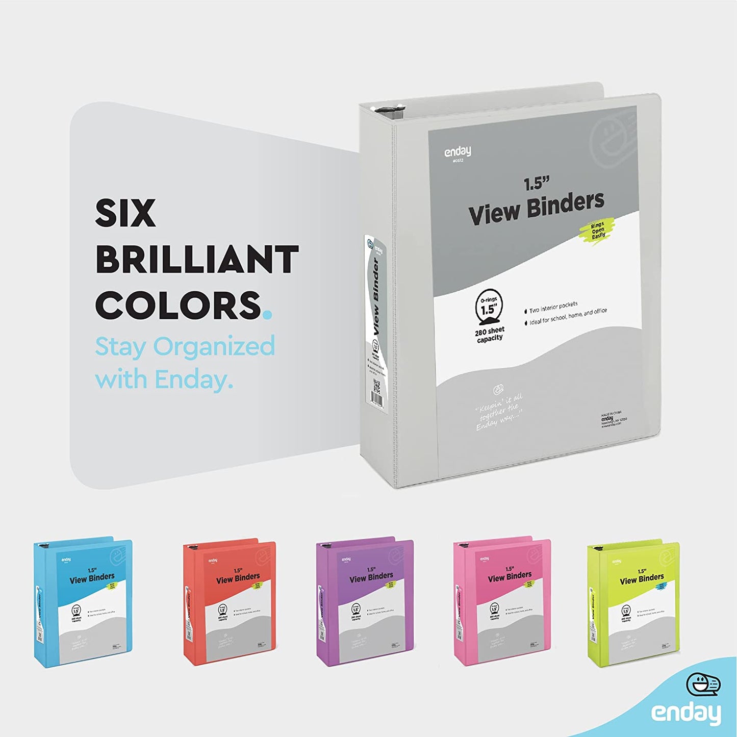 1.5" 3-Ring View Binder w/ 2-Pockets grey