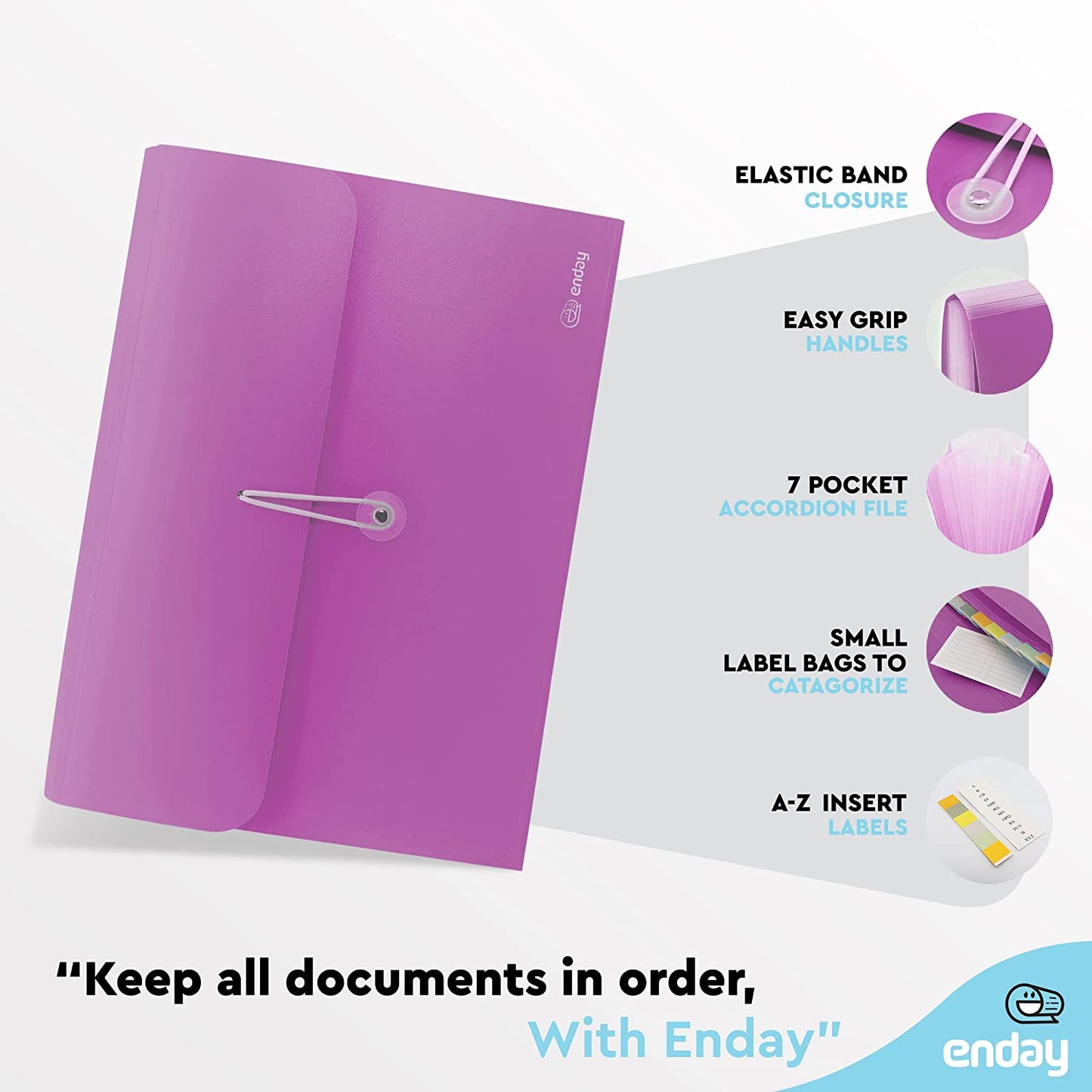 7-Pocket Letter Size Poly Expanding File purple