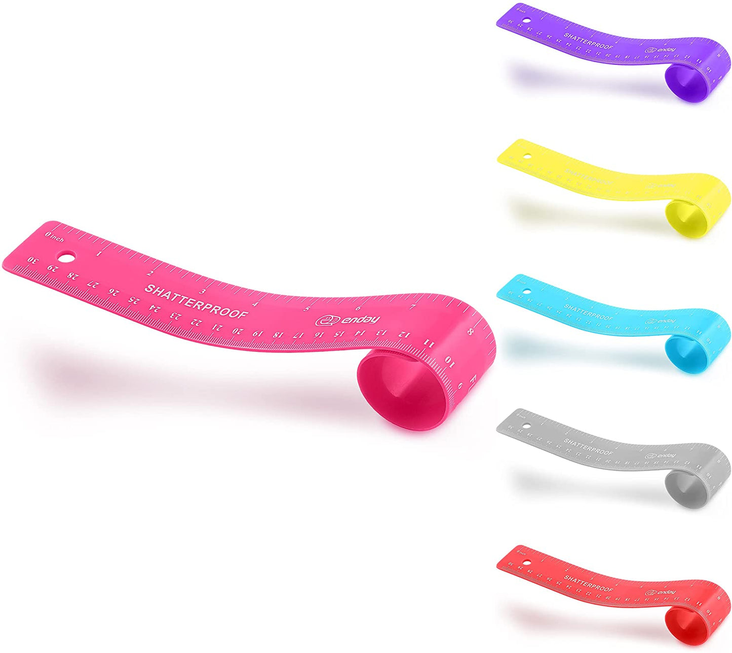 12" (30cm) Shatterproof Flexible Ruler pink
