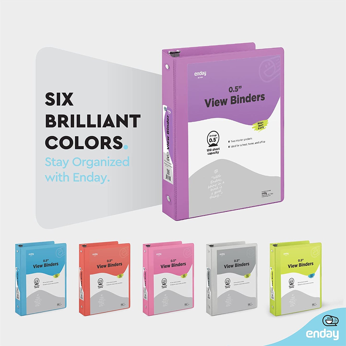 1/2'' 3-Ring View Binder w/ 2-Pockets purple