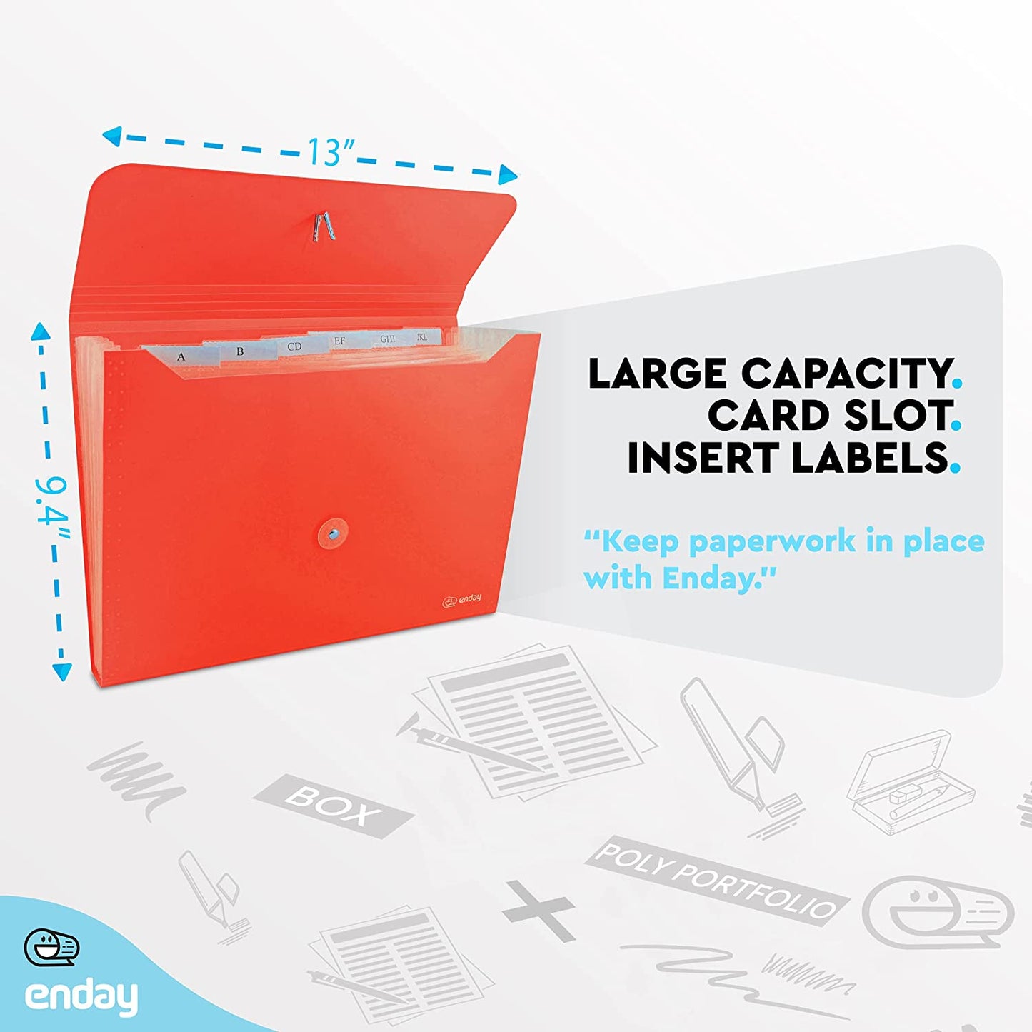 7-Pocket Letter Size Poly Expanding File red