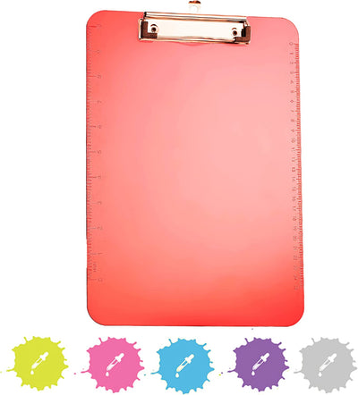 Standard Size Plastic Clipboard with Low Profile Clip - Red