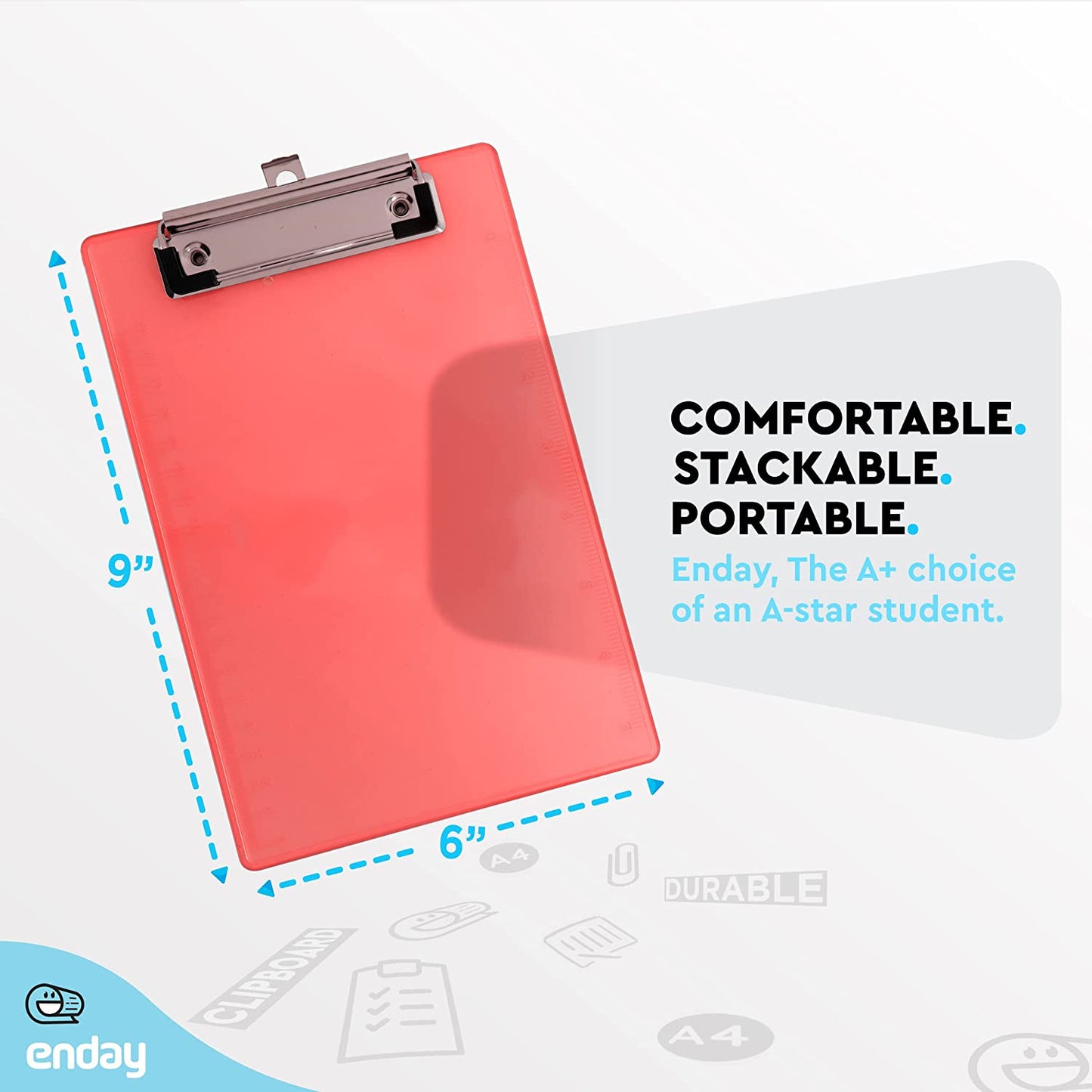 Memo Size Plastic Clipboard w/ Low Profile Clip red