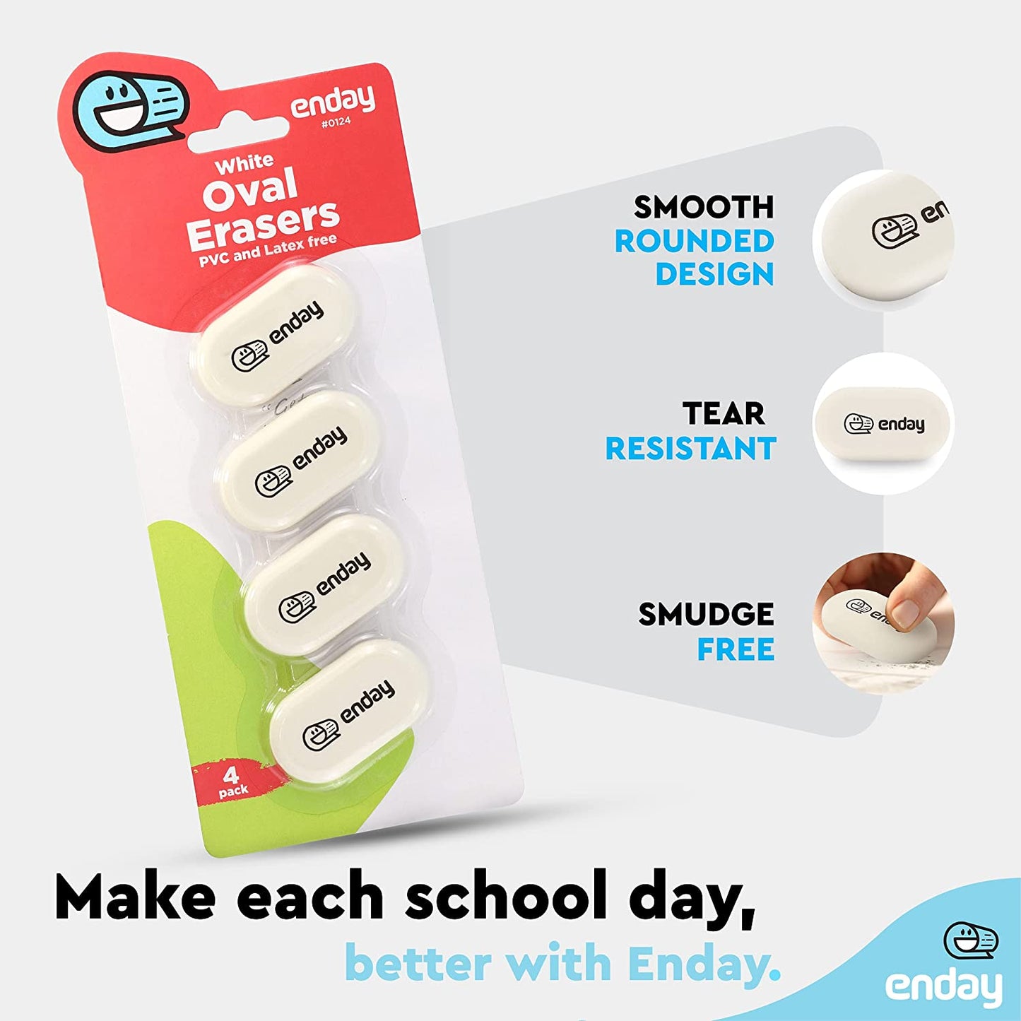 Oval eraser white 4PK