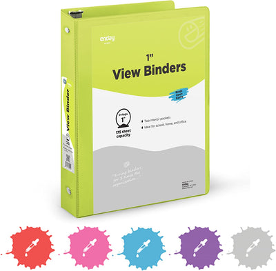 1" 3-Ring View Binder w/ 2-Pockets - Green