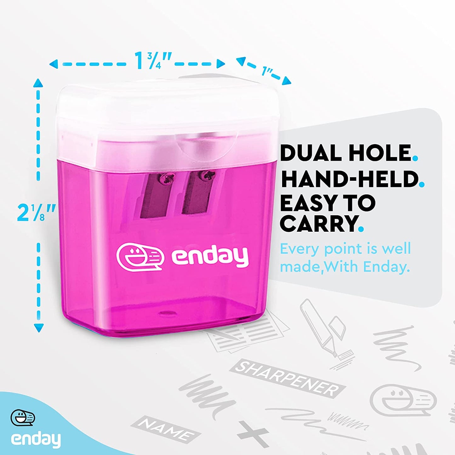 2 hole rectangular sharpener w/recycle bin Enday purple