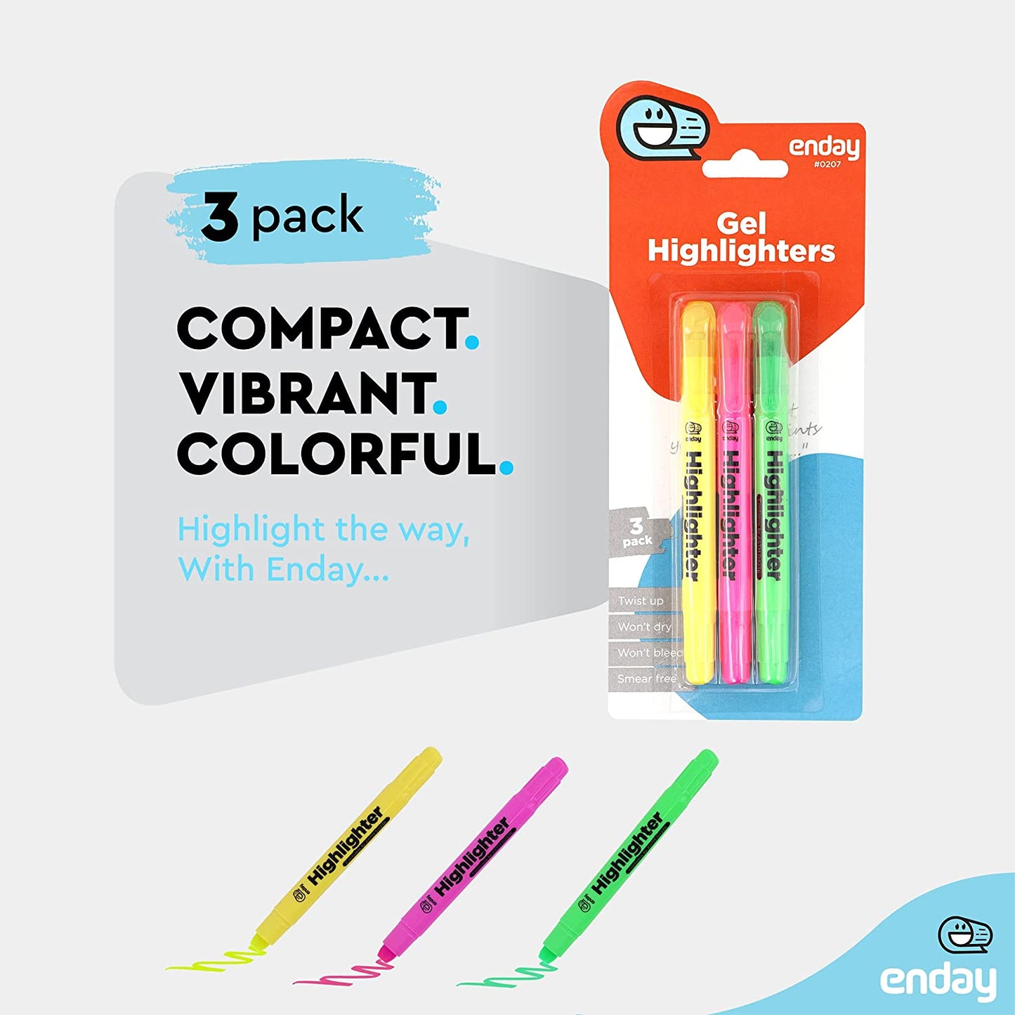 Fluorescent Gel Highlighter (3/Pack)