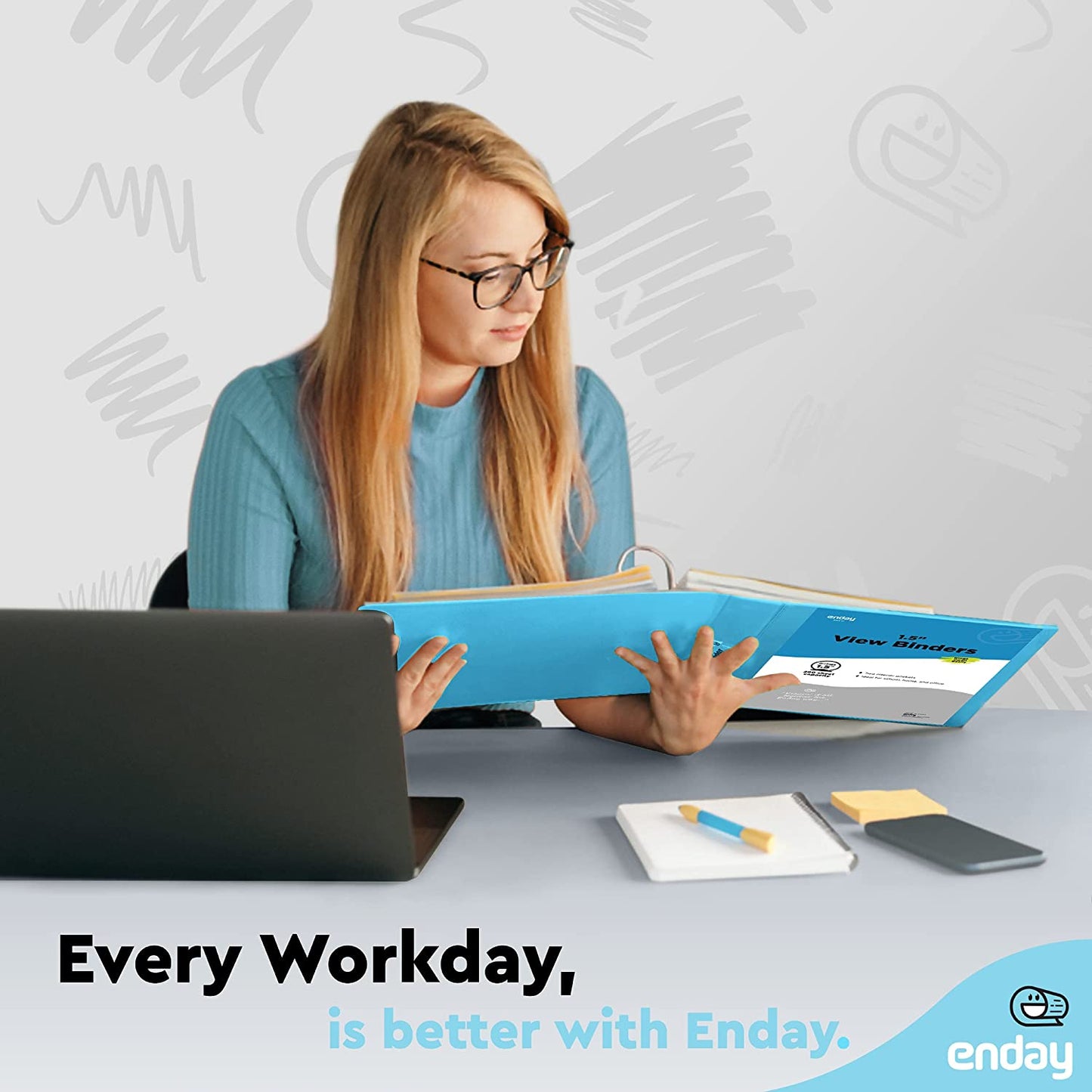 1.5" 3-Ring View Binder w/ 2-Pockets - Blue