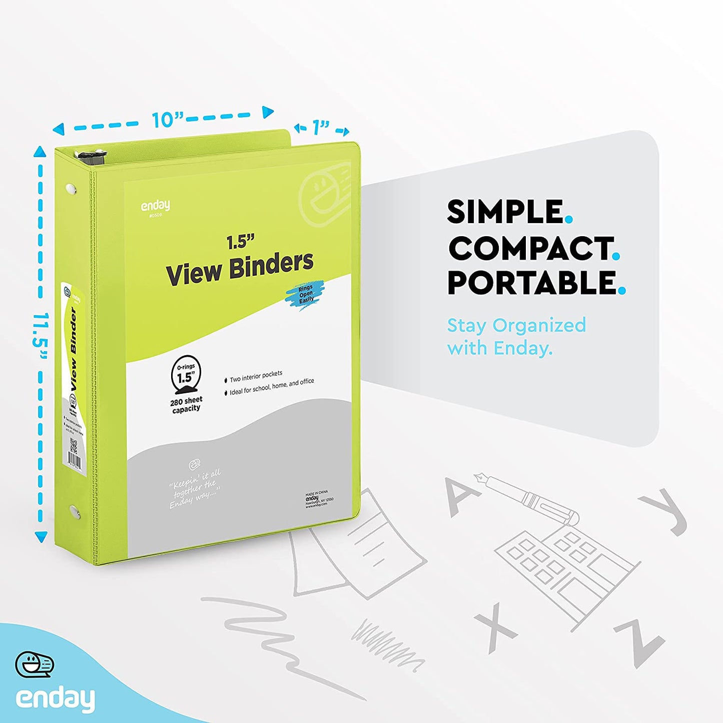 1.5" 3-Ring View Binder w/ 2-Pockets green