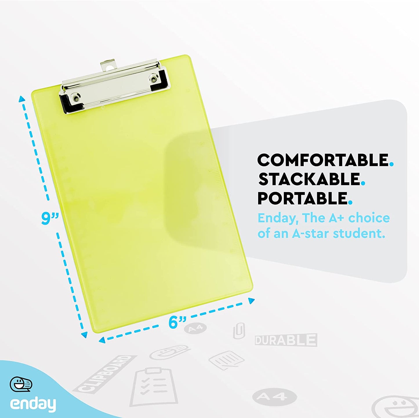Memo Size Plastic Clipboard w/ Low Profile Clip green