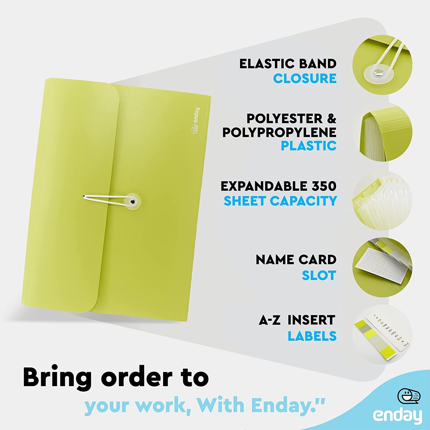 13-Pocket Letter Size Poly Expanding File green