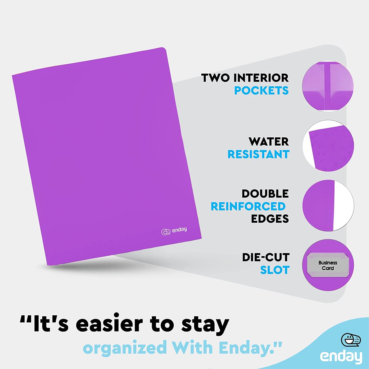 plastic Solid Color 2-Pockets Poly Portfolio purple
