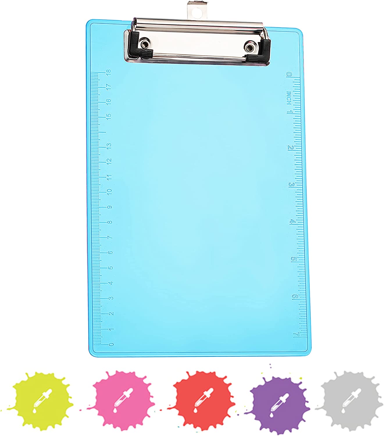 Memo Size Plastic Clipboard w/ Low Profile Clip blue