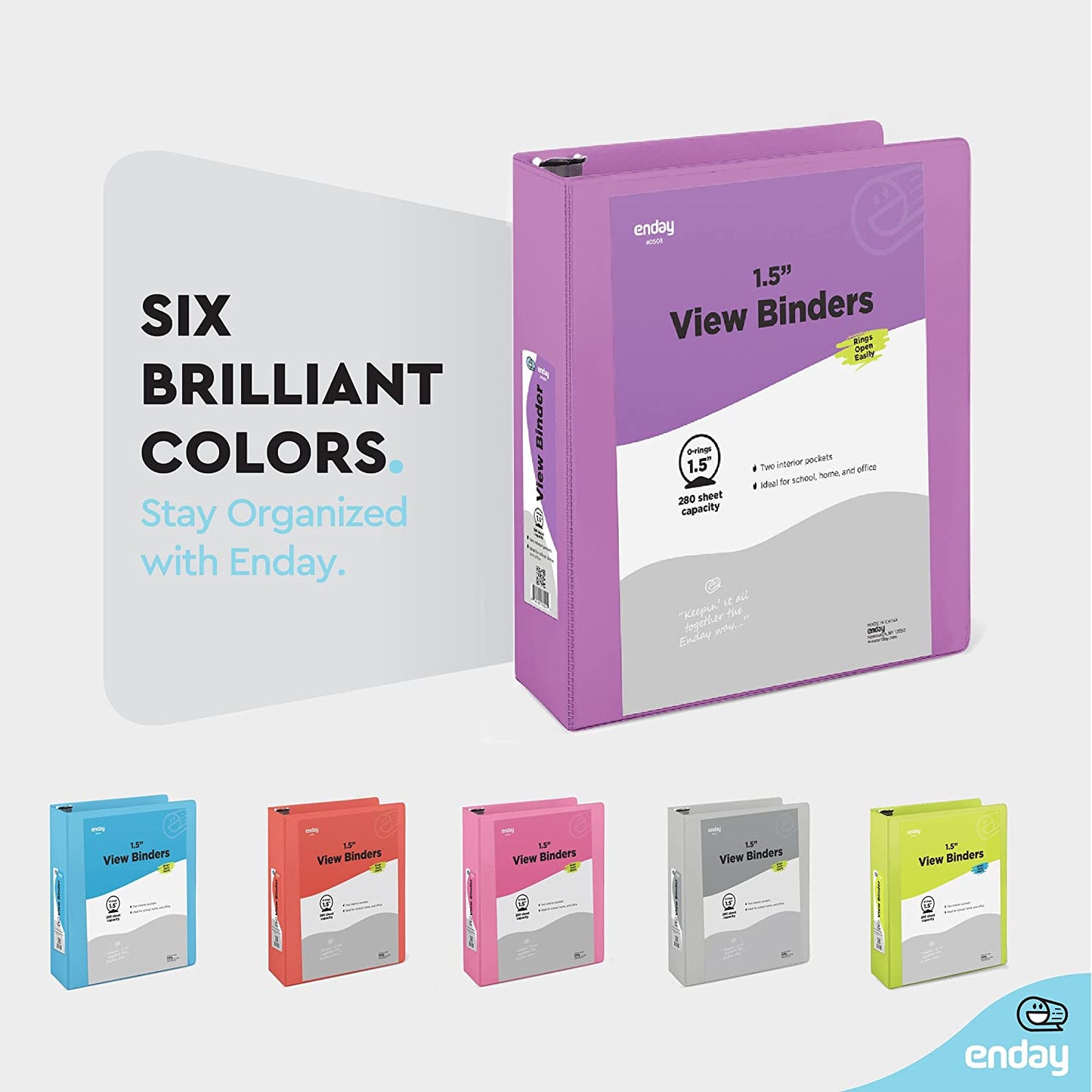 1.5″ 3-Ring View Binder w/ 2-Pockets - Purple