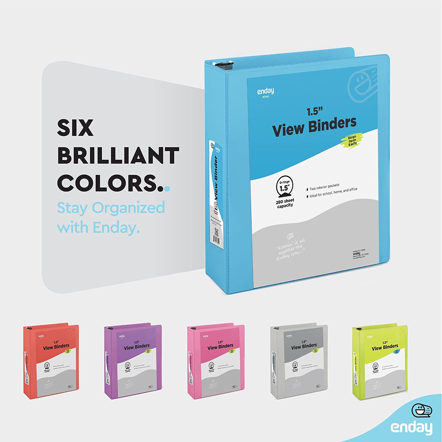 1.5" 3-Ring View Binder w/ 2-Pockets - Blue
