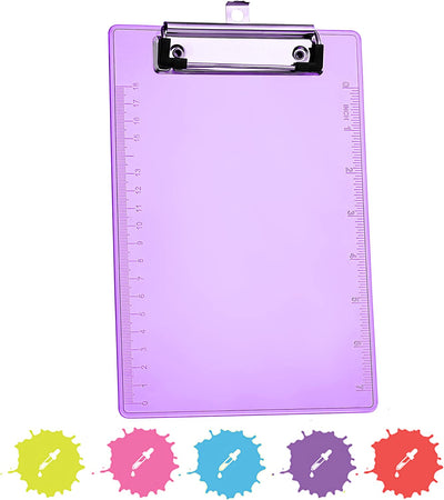 Memo Size Plastic Clipboard w/ Low Profile Clip purple