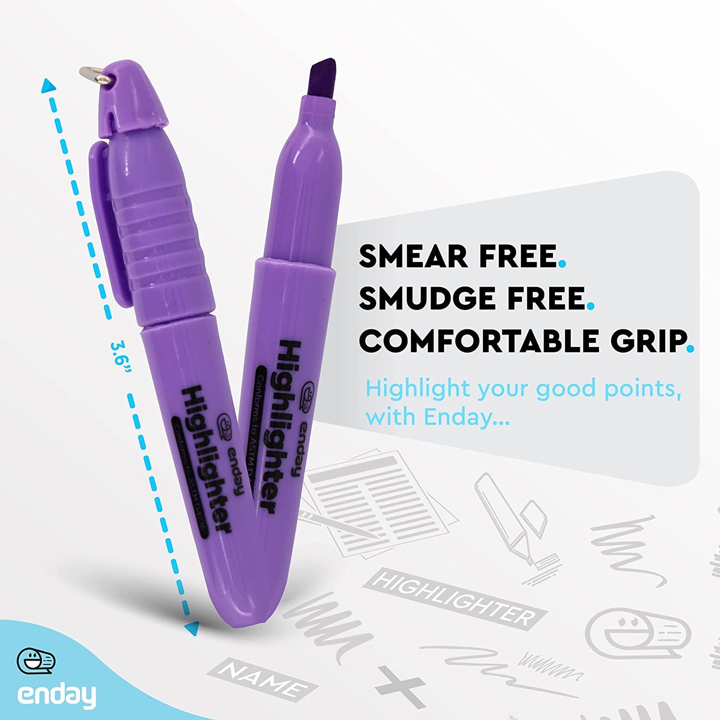 Mini Fluorescent Highlighter with Cap Clip (6/Pack)