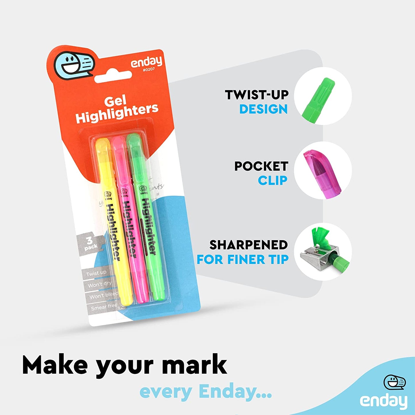 Fluorescent Gel Highlighter (3/Pack)