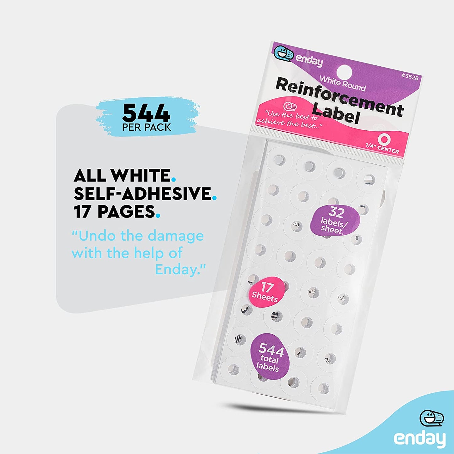 White Round Reinforcement Label 544 Labels Per Pack