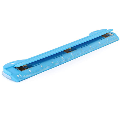 Portable 3-Hole Paper Punch blue