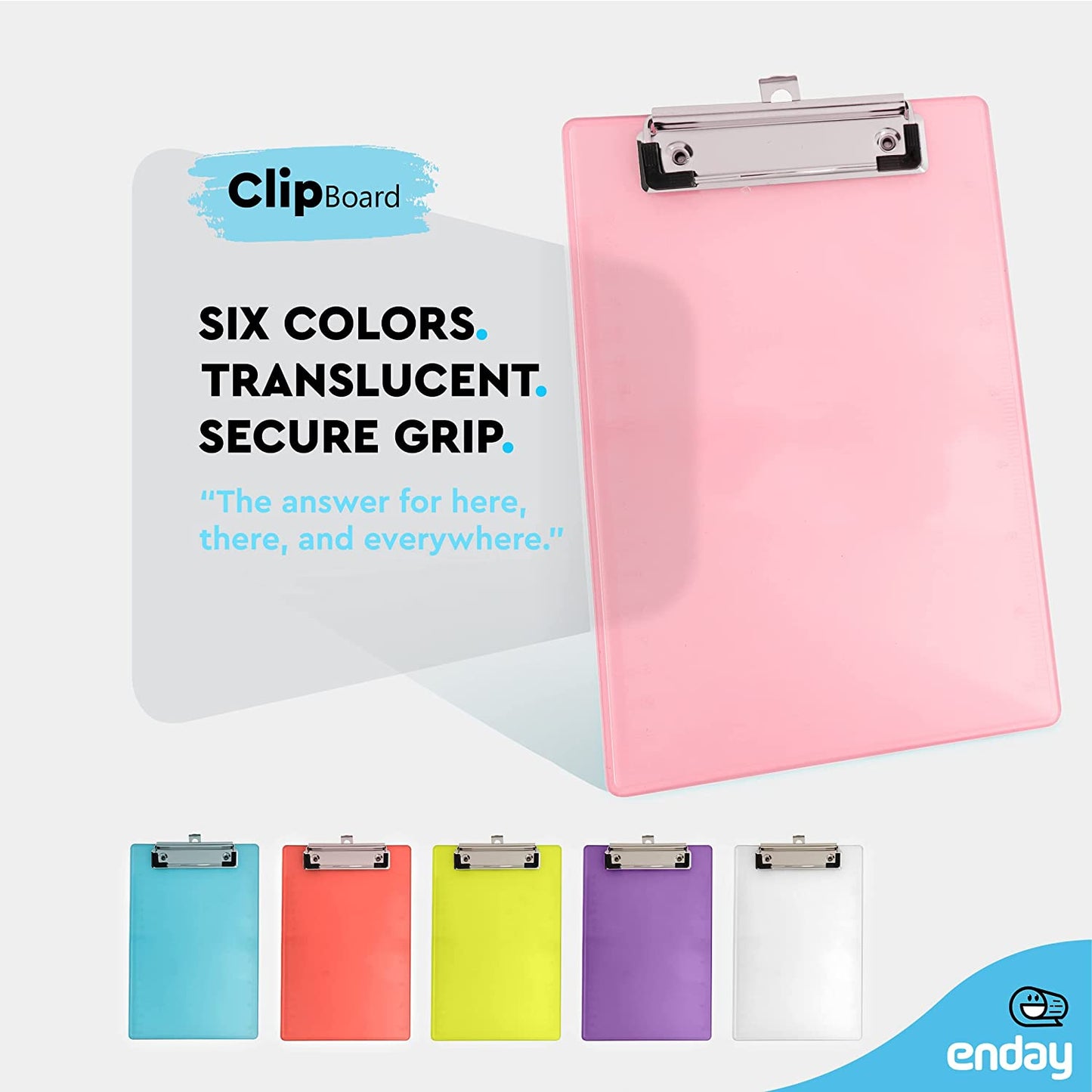 Memo Size Plastic Clipboard w/ Low Profile Clip pink