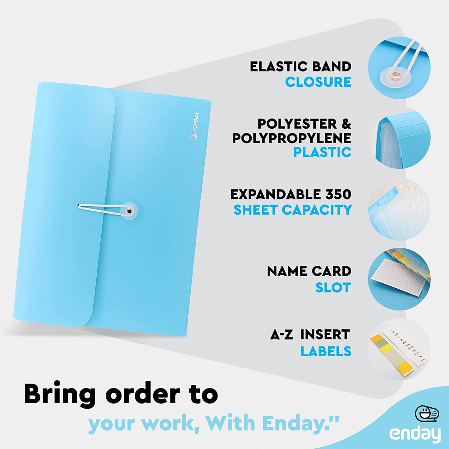 13-Pocket Letter Size Poly Expanding File - Blue