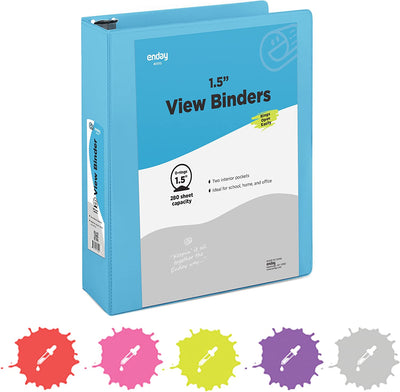 1.5" 3-Ring View Binder w/ 2-Pockets - Blue