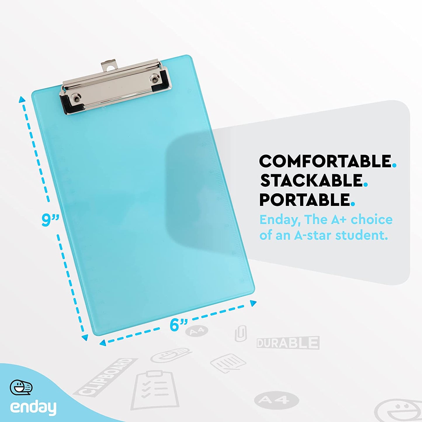 Memo Size Plastic Clipboard w/ Low Profile Clip blue