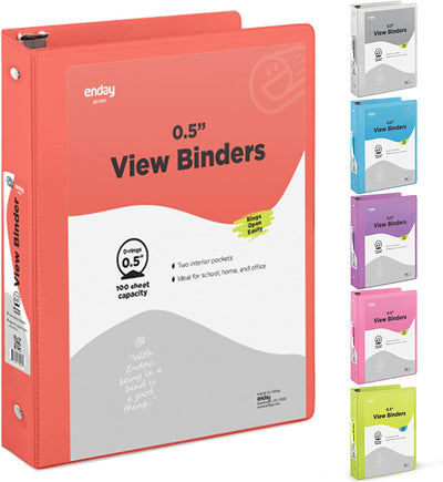 1/2″ 3-Ring View Binder w/ 2-Pockets - Red