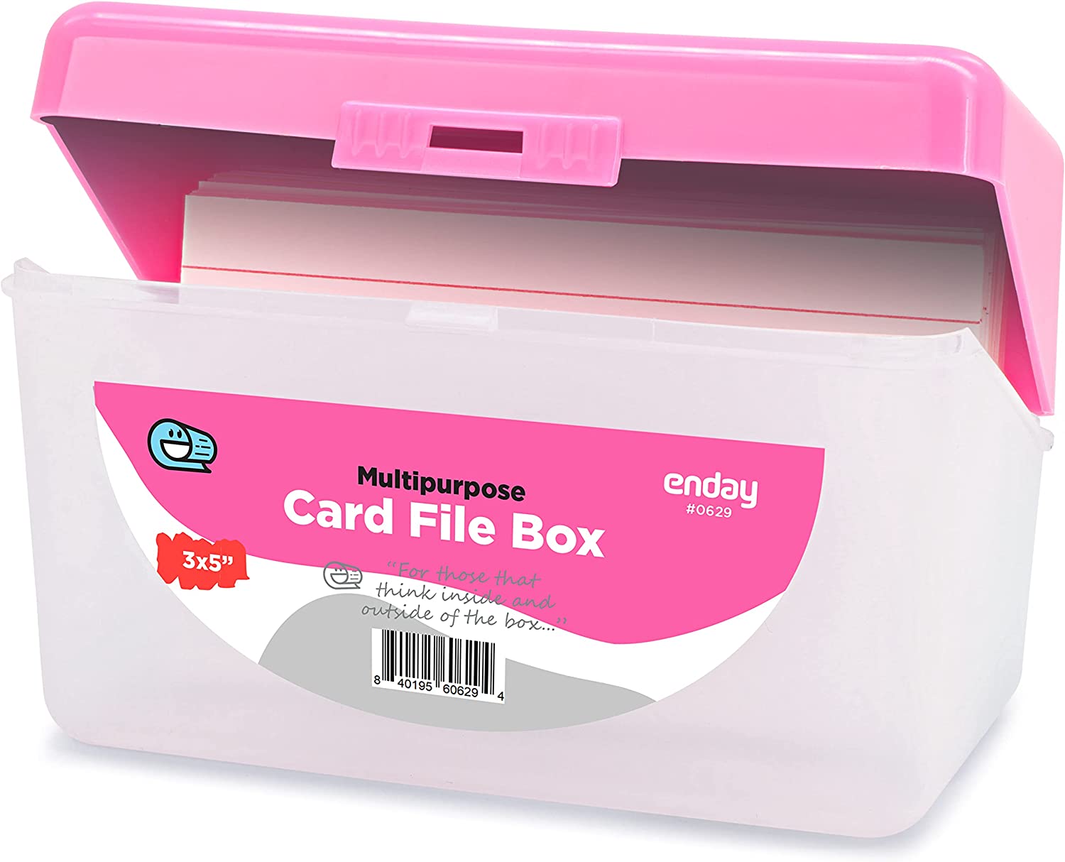 3x5 Index Card Holder With 5 Dividers, Labels (3 Colors, 3 Pack)