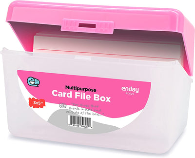 Multi Purpose 3" X 5" Card File Box pink