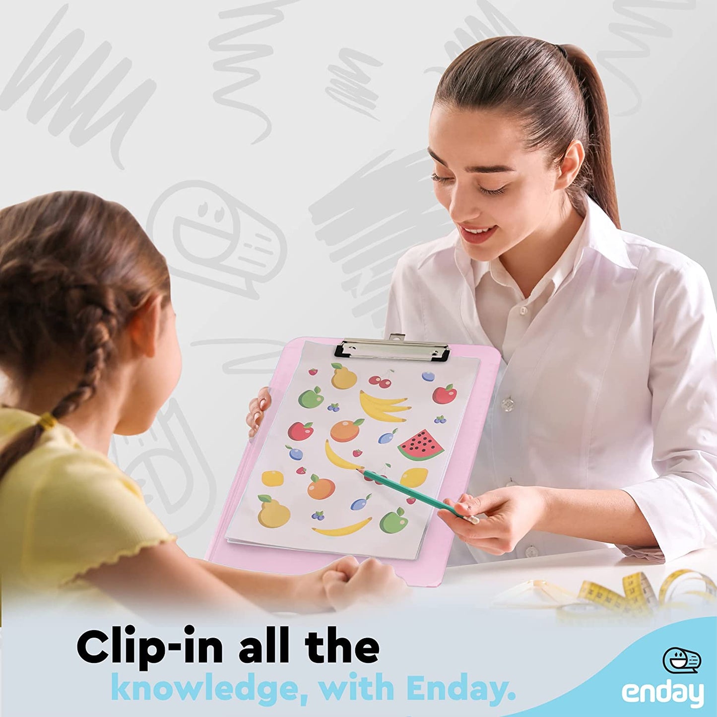 Standard Size Plastic Clipboard w/ Low Profile Clip pink