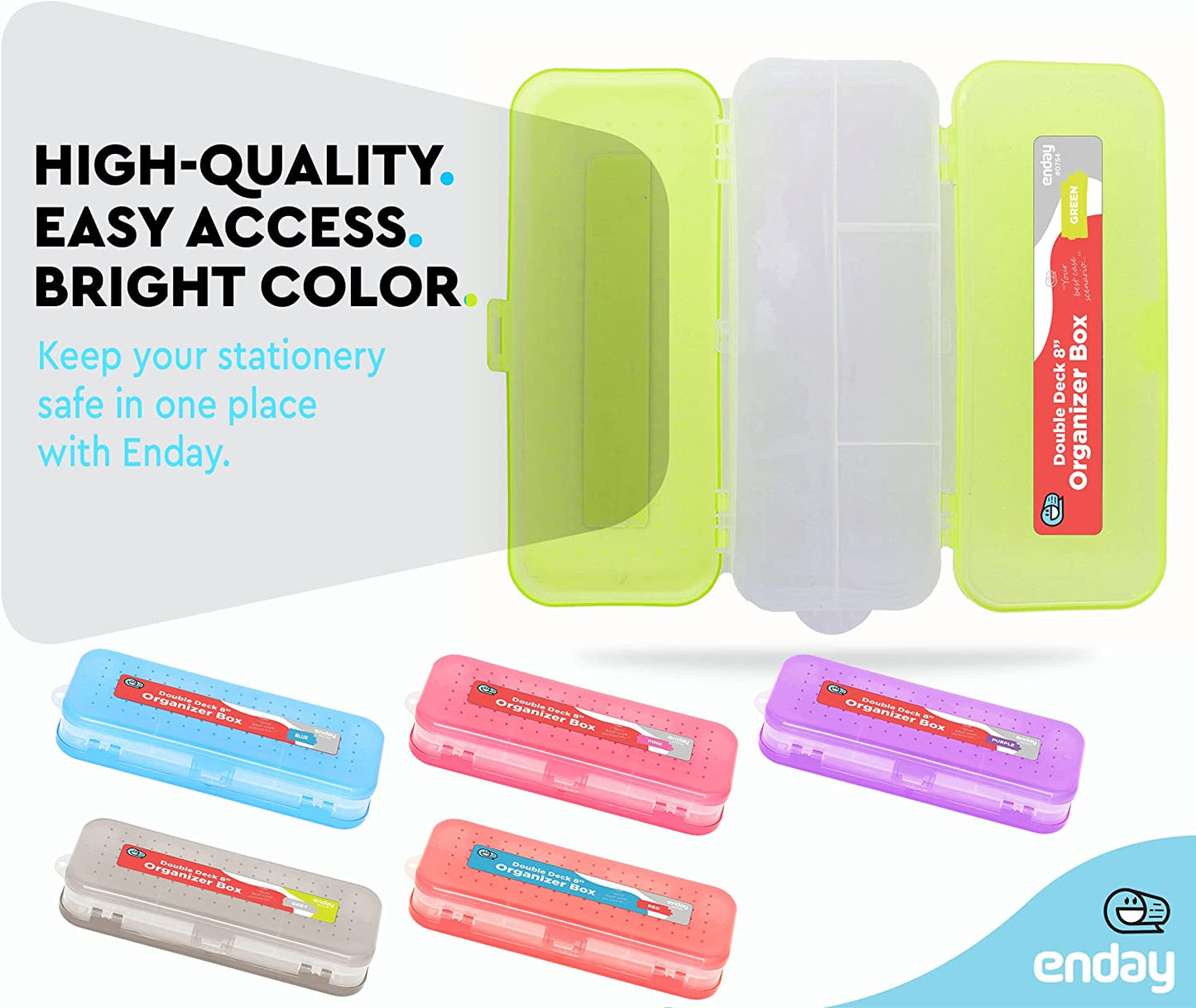 8" Bright Color Double Deck Organizer Box green